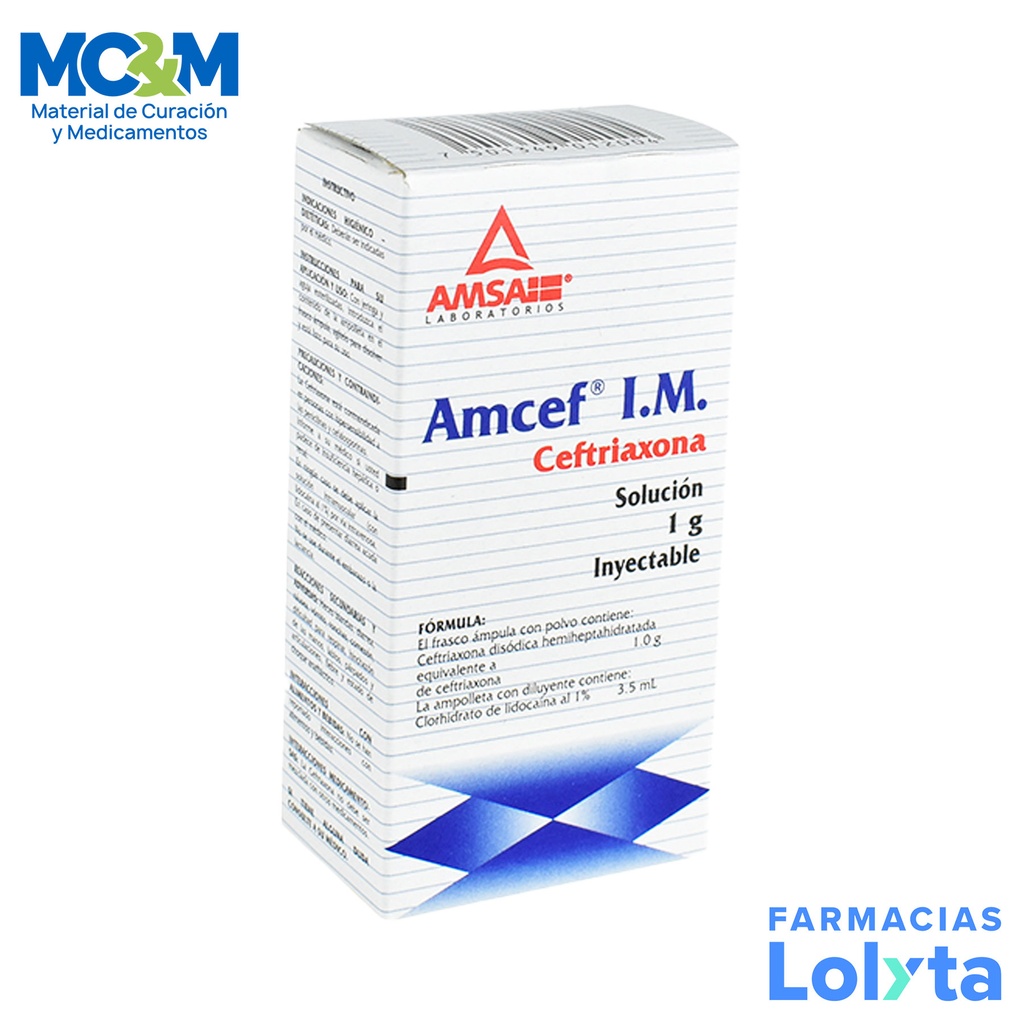 CEFTRIAXONA SOL INY 1 G IM AMCEF LAB AMSA