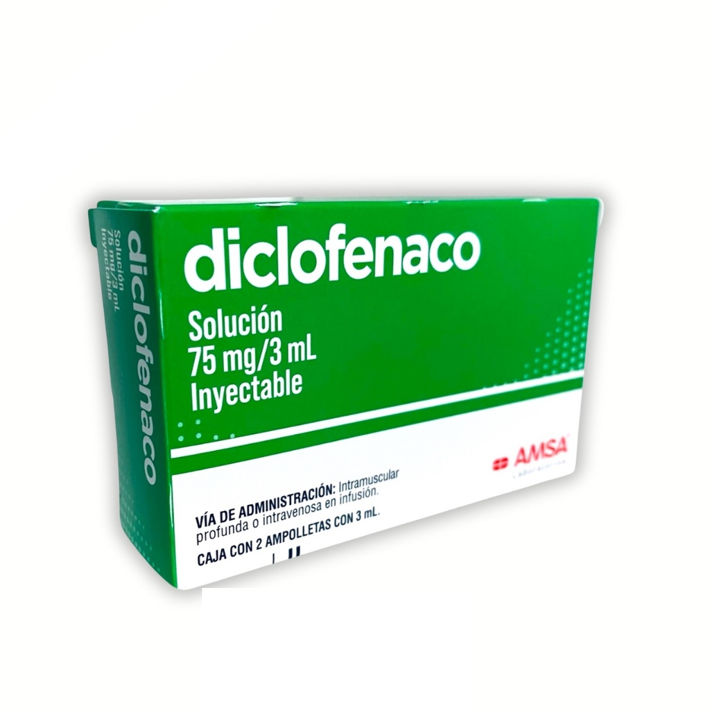 DICLOFENACO SOL INY 75 MG/3 ML C/2 AMP LAB AMSA (CRISTAL)