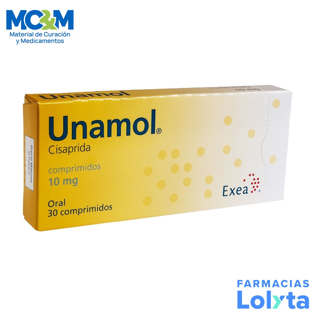 UNAMOL 10MG C/30 COMPRIMIDOS CISAPRIDA LAB EXEA