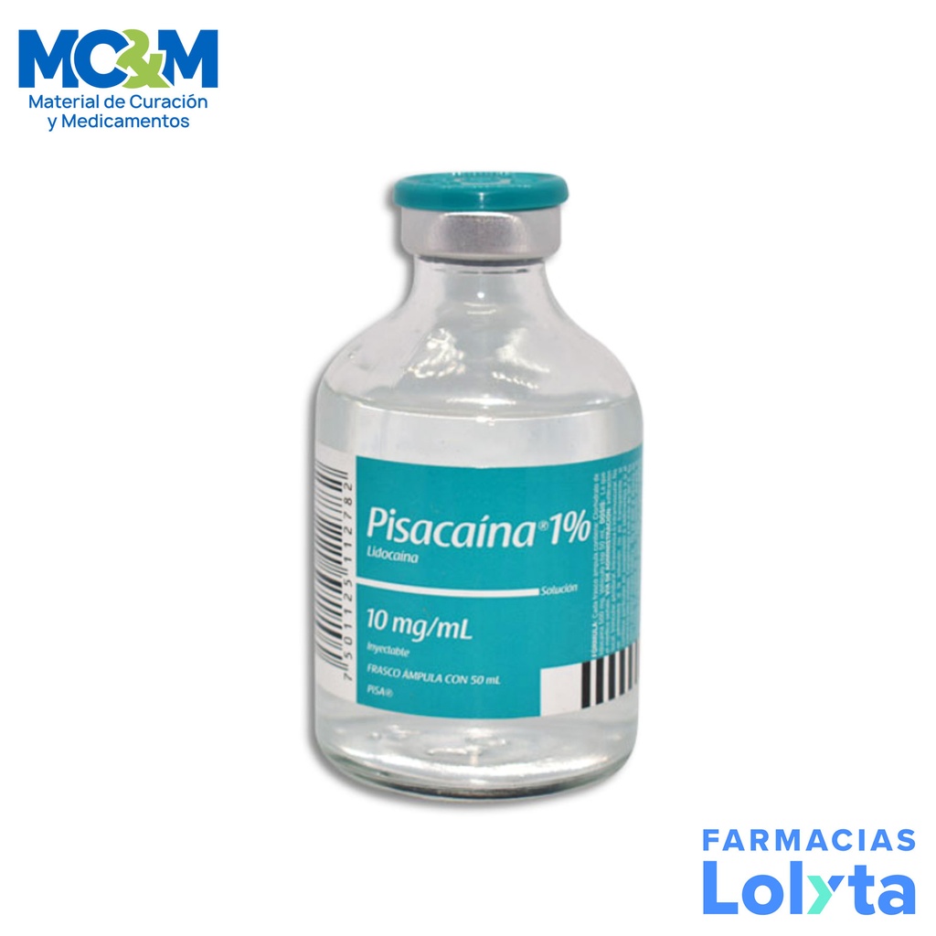 LIDOCAINA 1% SOL INY 10 MG/ML C/50 ML PISACAINA LAB PISA