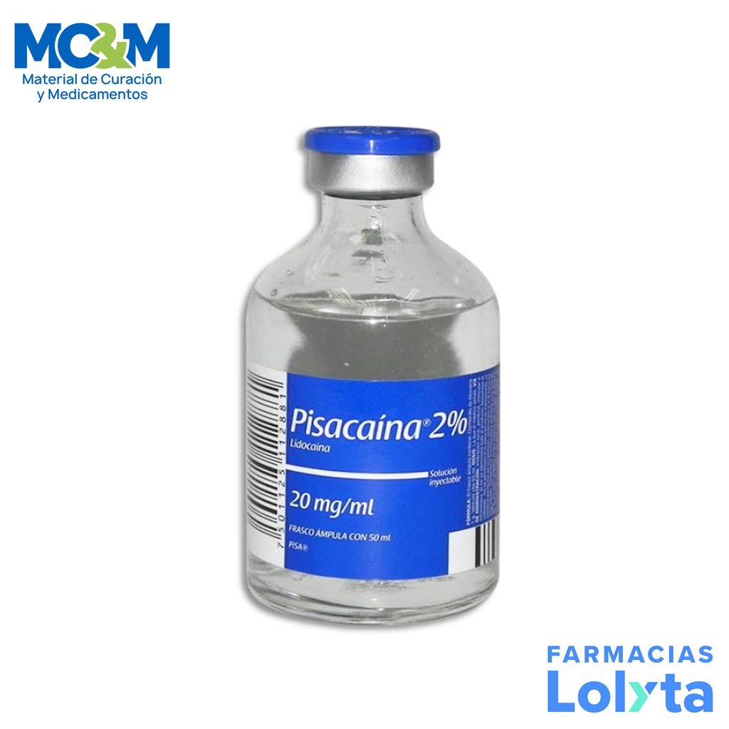 LIDOCAINA 2% SOL INY 20MG/ML C/50ML PISACAINA LAB PISA