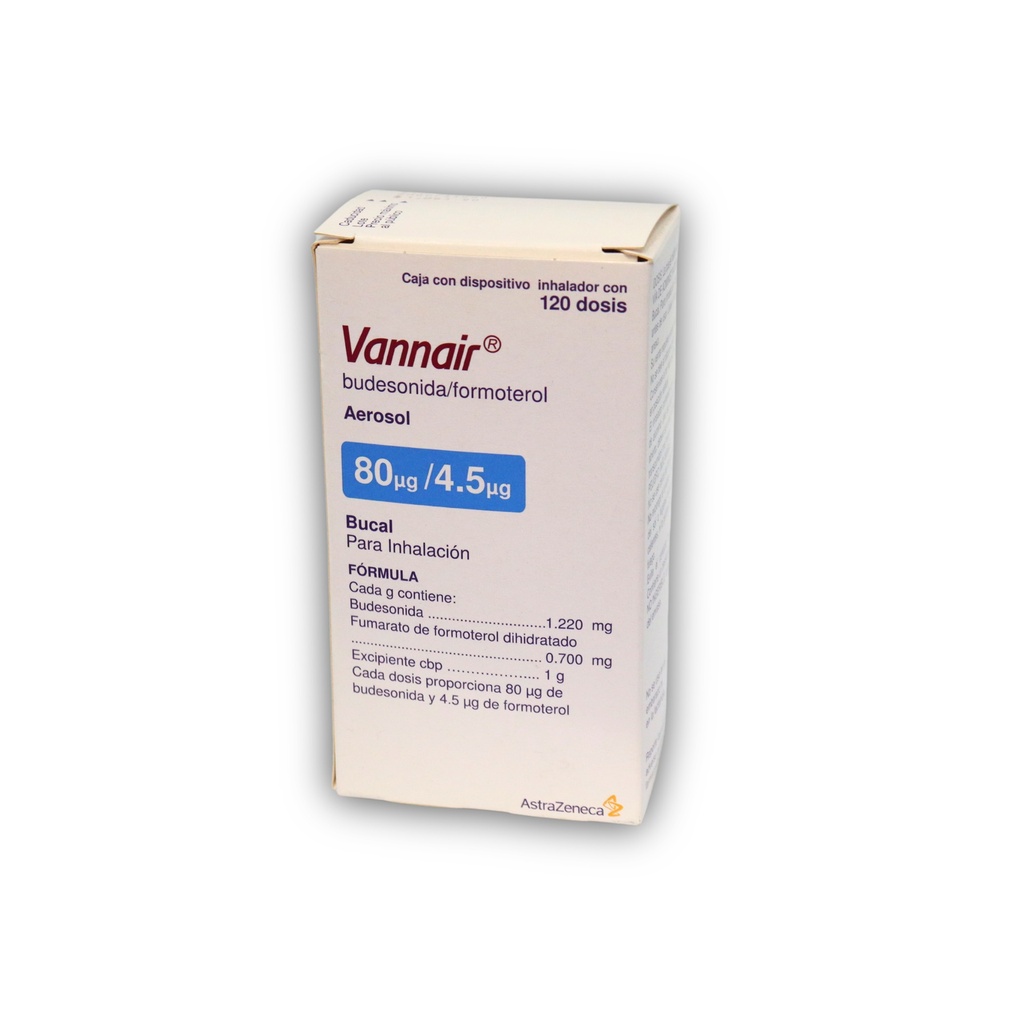 [2573] VANNAIR AEROSOL BUCAL P/INHALACION 80/4.5 MCG C/120 DOSIS BUDESONIDA FORMOTEROL LAB ASTRAZENECA