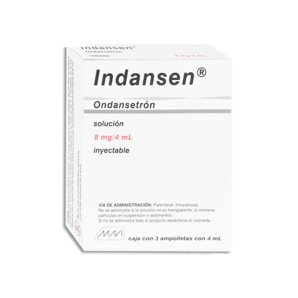 ONDANSETRON SOL INY 8 MG/4 ML C/3 AMP INDANSEN LAB MAVI (VIDRIO)