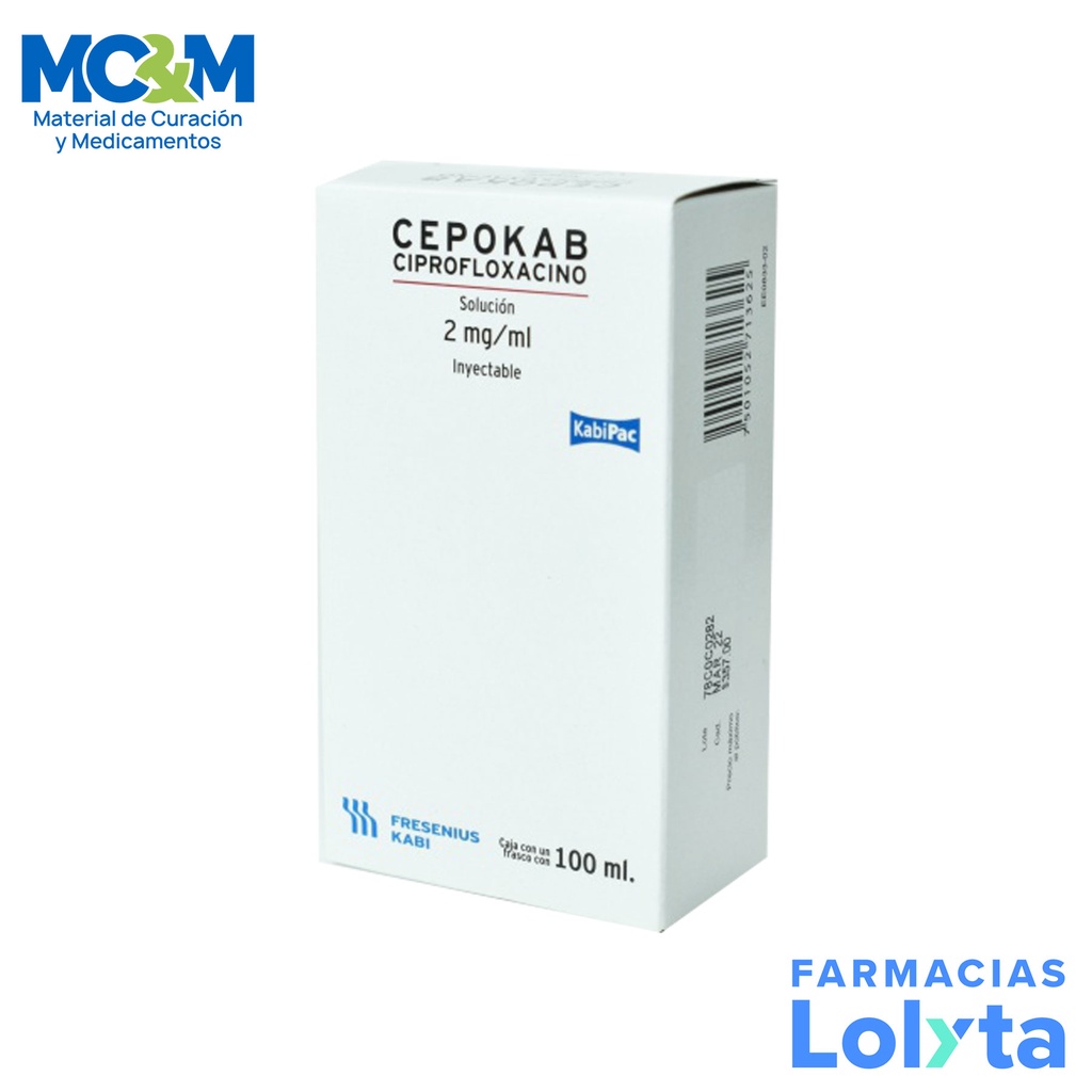 CIPROFLOXACINO SOL INY 2 MG/ML C/100 ML CEPOKAB LAB FRESENIUS