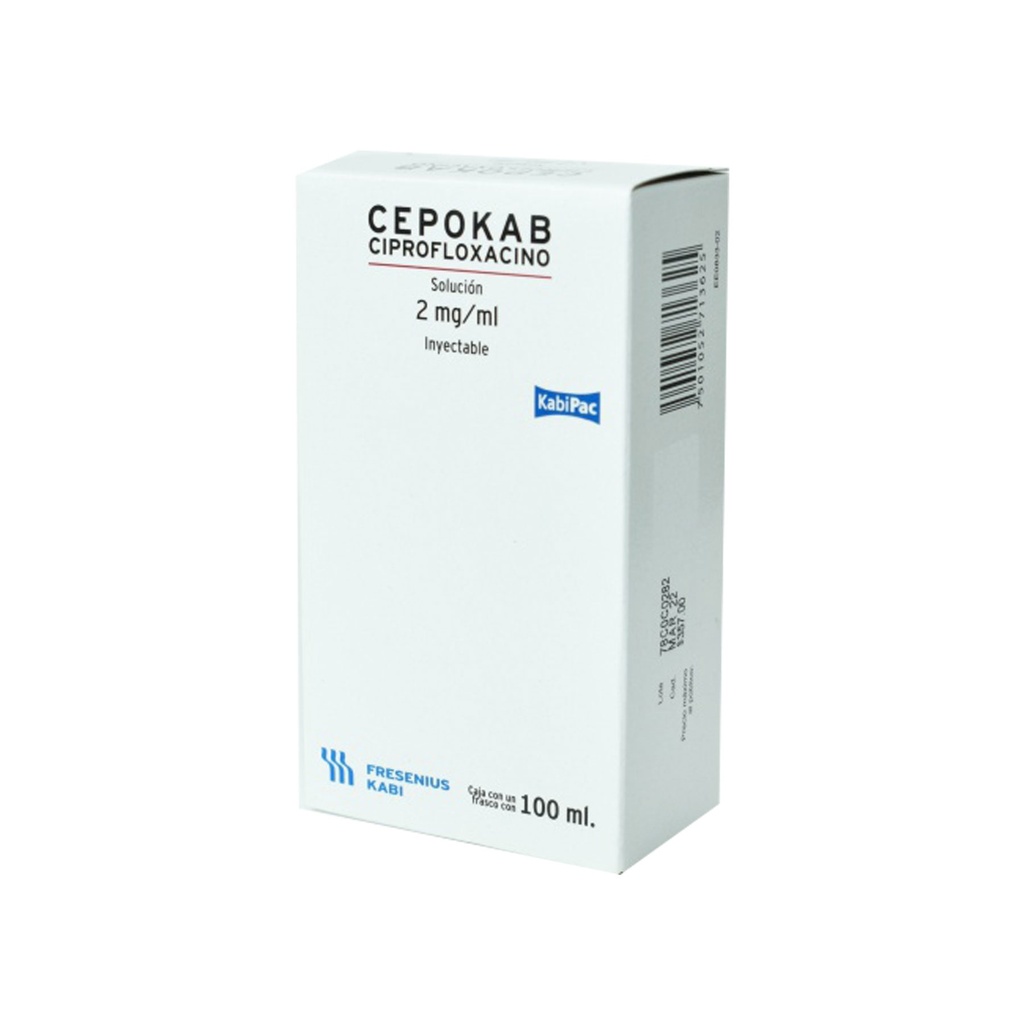 CIPROFLOXACINO SOL INY 2 MG/ML C/100 ML CEPOKAB LAB FRESENIUS