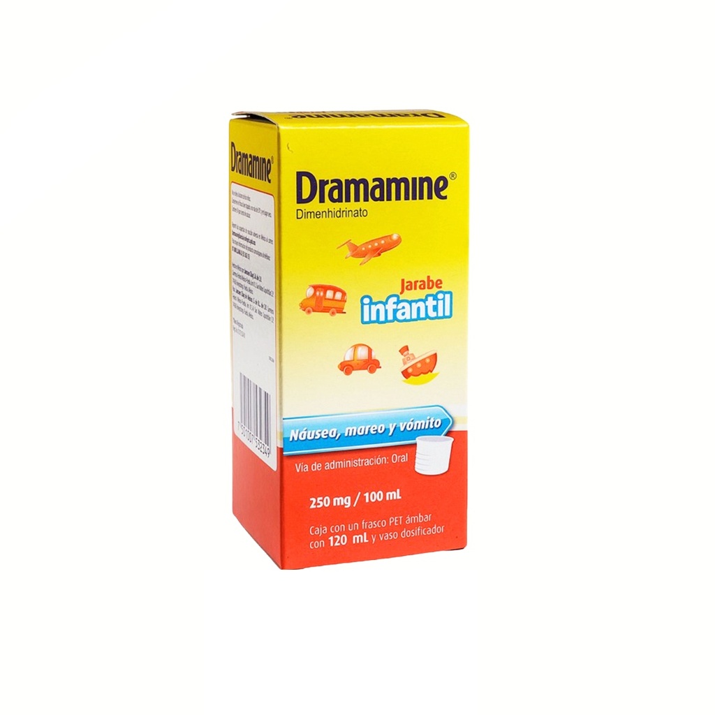 DRAMAMINE JARABE INFANTIL 250 MG/100 ML FCO C/120 ML DIMENHIDRINATO LAB JOHNSON