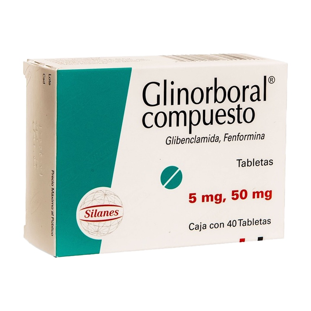 GLINORBORAL COMPUESTO 5/50 MG C/40 TAB GLIBENCLAMIDA FENFORMINA LAB SILANES