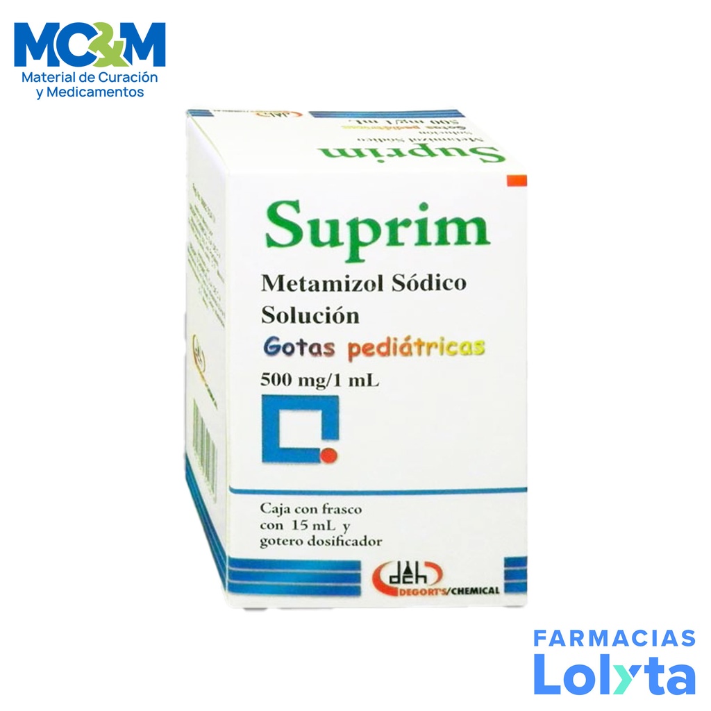 METAMIZOL SODICO 500 MG SOL GOTAS C/15 ML SUPRIM LAB DEGORTS
