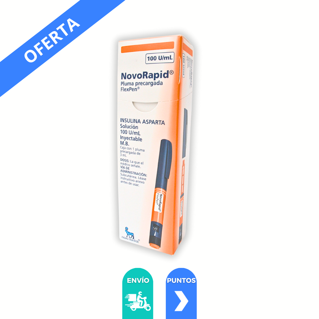 NOVORAPID FLEXPEN SOL INY 100 U/ML PLUMA PRECARGADA 3 ML INSULINA ASPARTICA LAB NOVO NORDISK