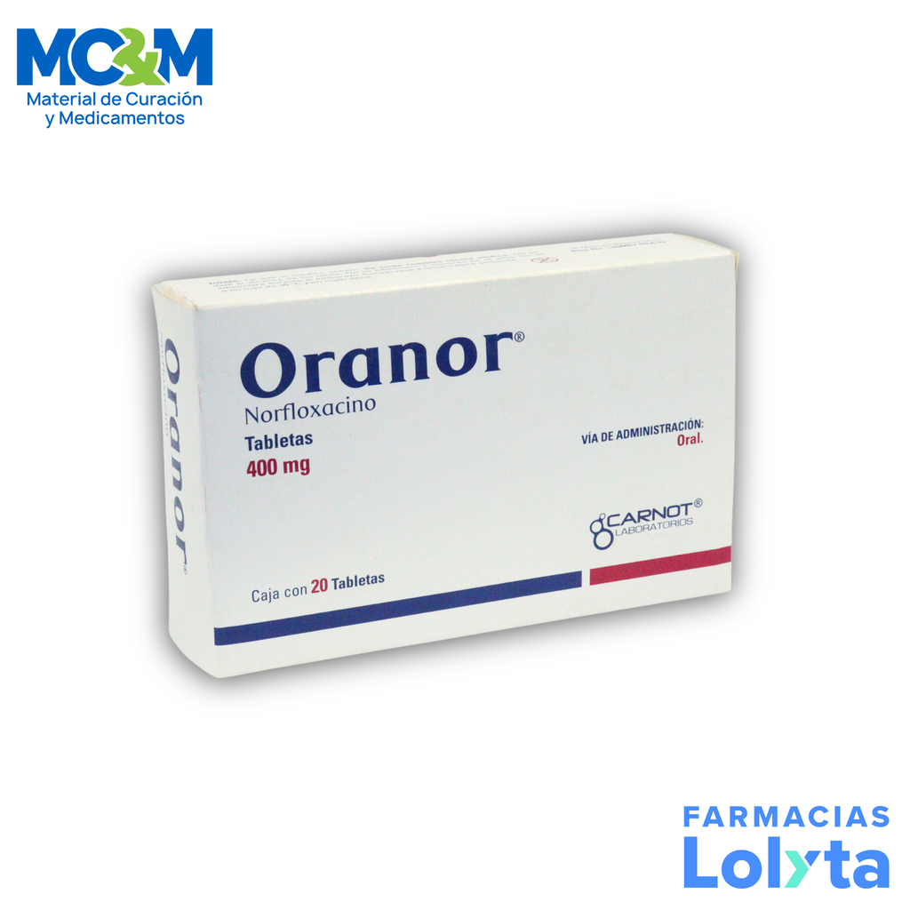 ORANOR 400 MG C/20 TAB NORFLOXACINO LAB CARNOT