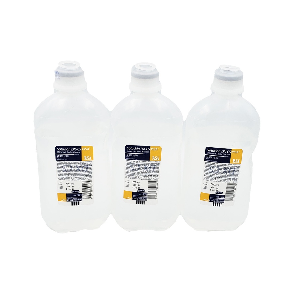 CLORURO DE SODIO GLUCOSA 0.9%-5% SOL INY 500 ML SOLUCION DX-CS LAB PISA (MIXTA)