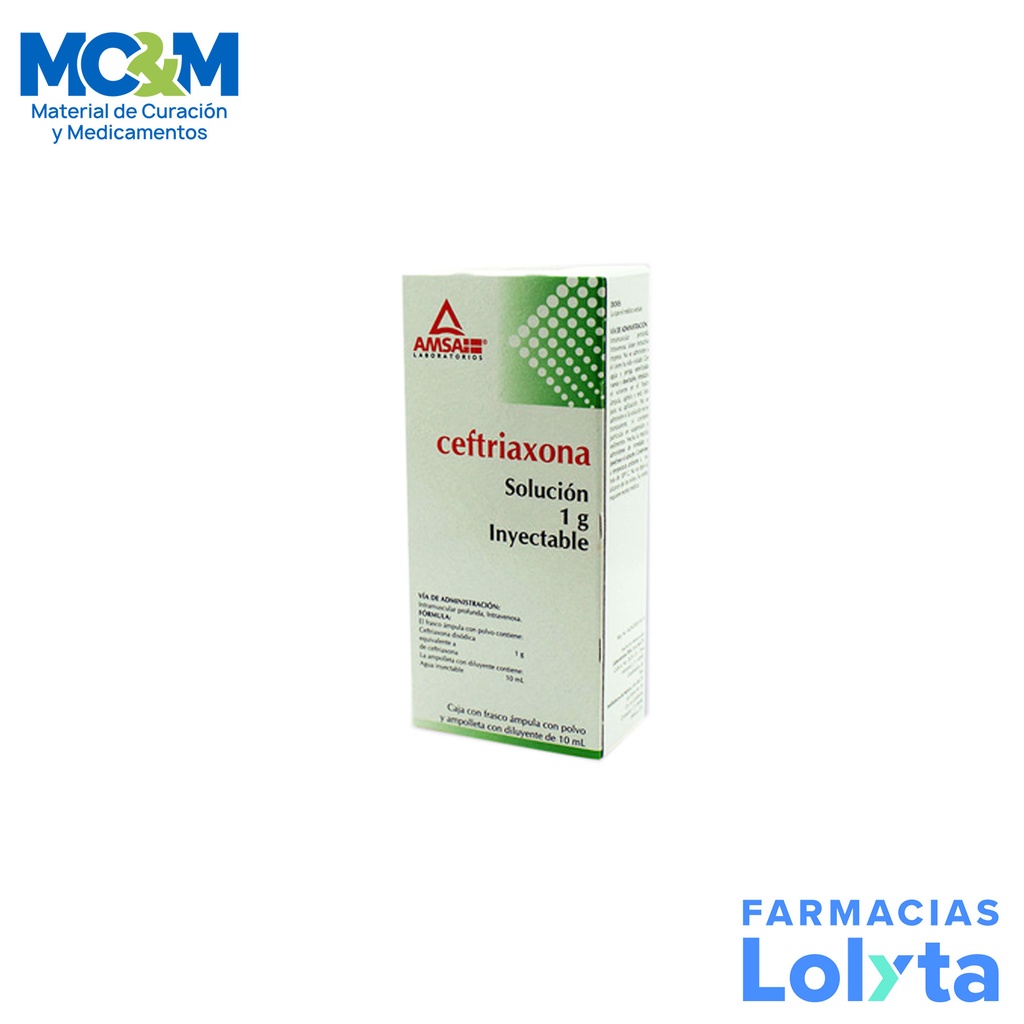CEFTRIAXONA SOL INY 1 G IV LAB AMSA