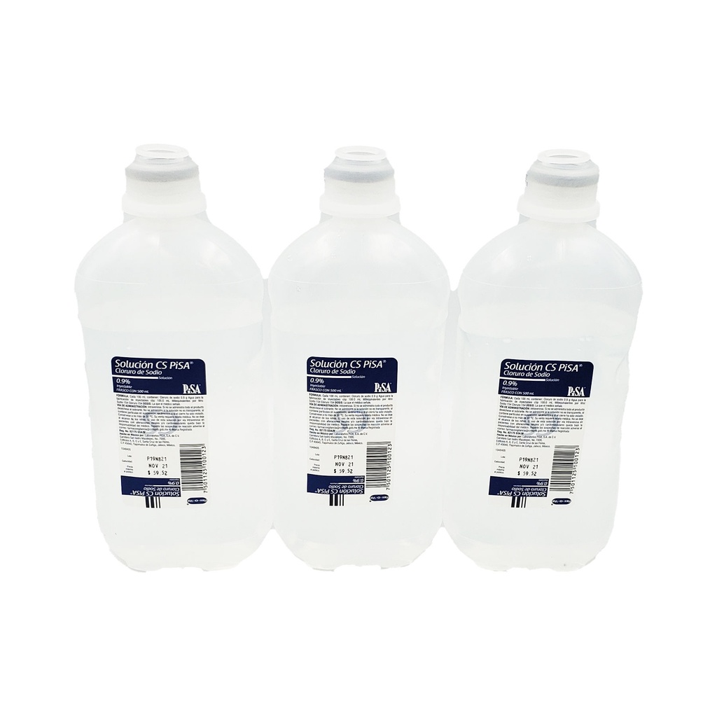CLORURO DE SODIO SOL INY 0.9% 500 ML SOLUCION CS LAB PISA (FISIOLOGICA)