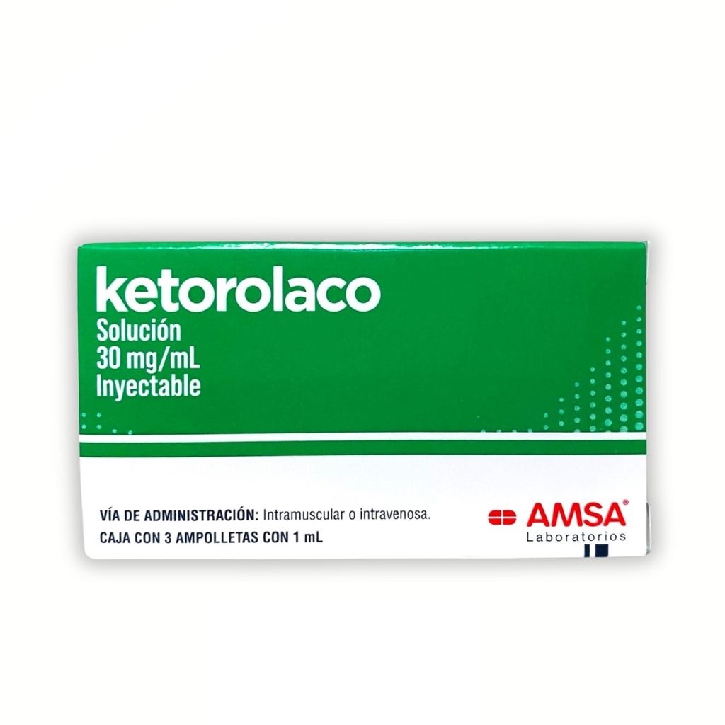 KETOROLACO SOL INY 30 MG/ML C/3 AMP LAB AMSA (PLASTICO)