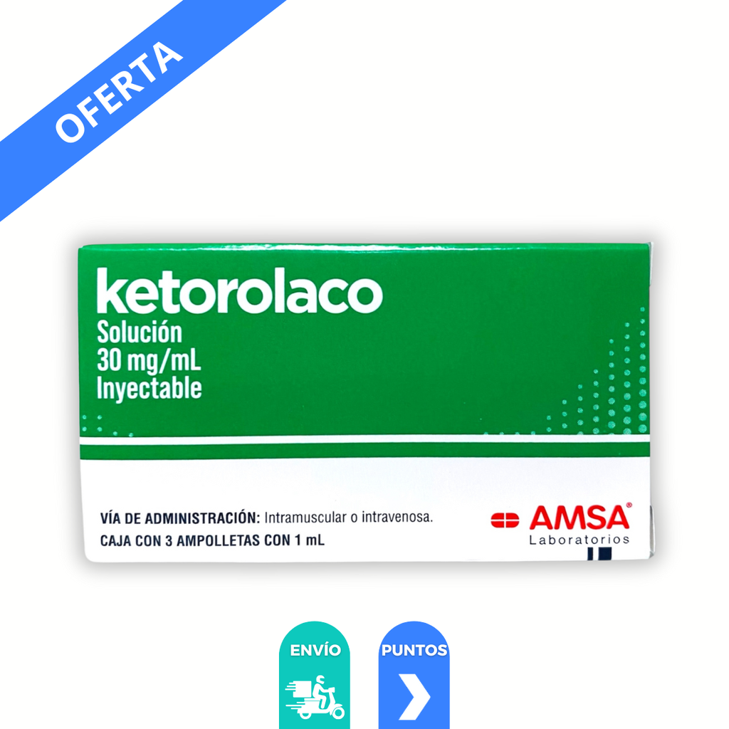 KETOROLACO SOL INY 30 MG/ML C/3 AMP LAB AMSA (PLASTICO)