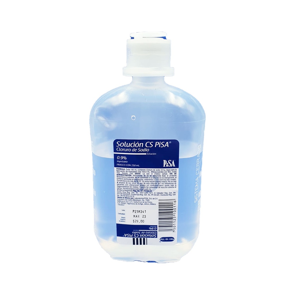 CLORURO DE SODIO 0.9% SOL INY 250 ML SOLUCION CS LAB PISA (FISIOLOGICA)