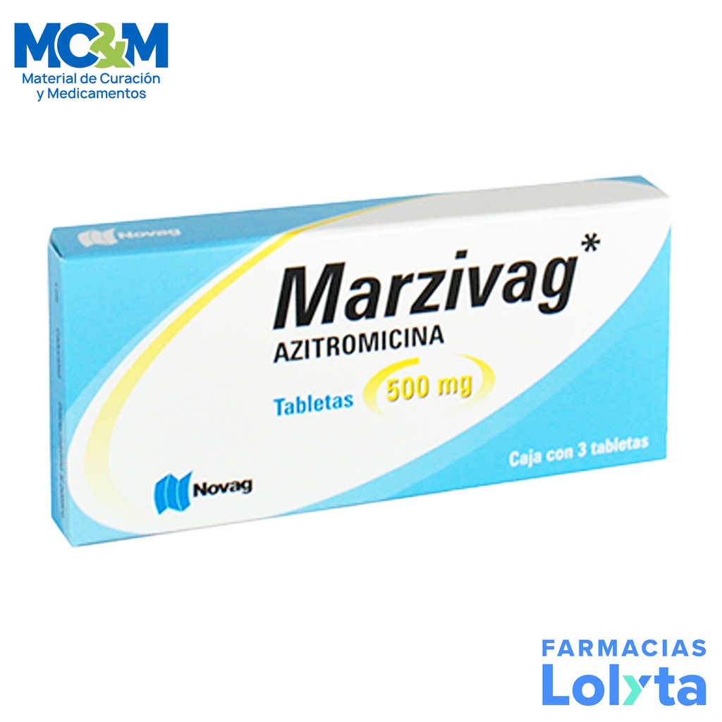 AZITROMICINA 500 MG C/3 TAB MARZIVAG LAB NOVAG