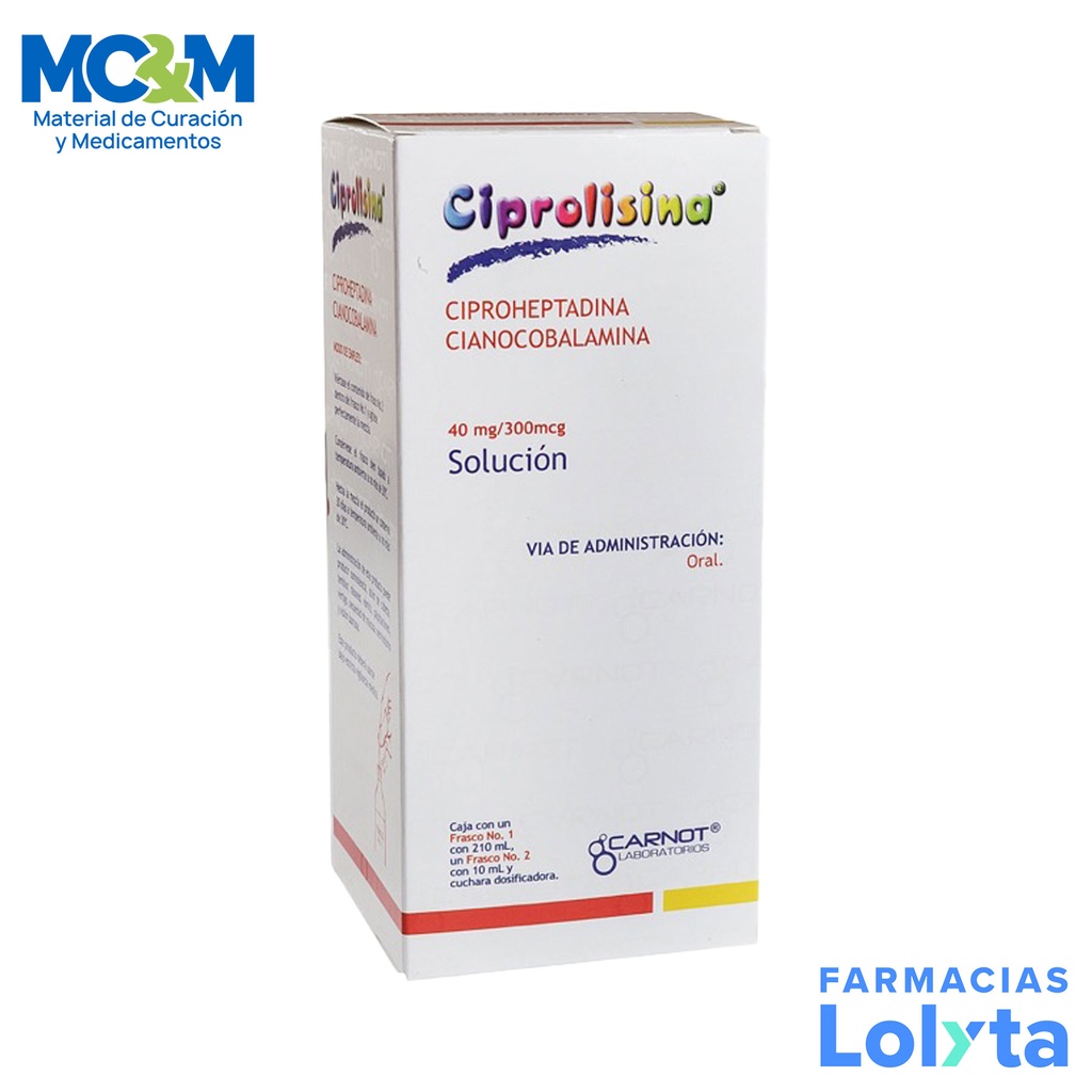 CIPROLISINA SOL ORAL 40 MG/300 MCG C/220 ML CIPROHEPTADINA CIANOCOBALAMINA LAB CARNOT