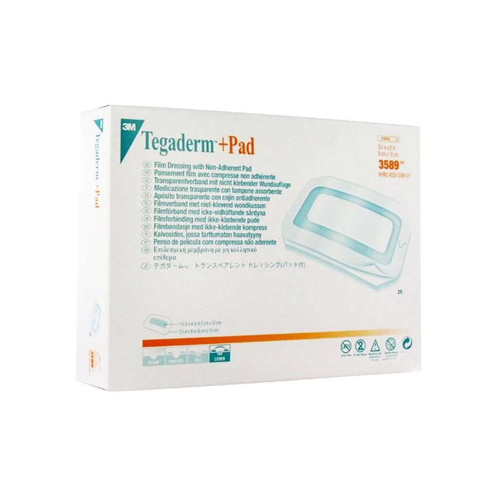 [2741] TEGADERM+PAD 9 X 15 CM C/25 PZAS APOSITO TRANSPARENTE CON COJIN ANTIADHERENTE REF 3589 3M