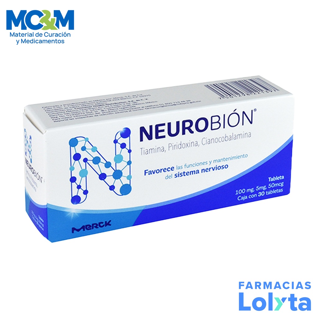 NEUROBION 100/5MG/50MCG C/30 TAB TIAMINA PIRIDOXINA CIANOCOBALAMINA LAB MERCK