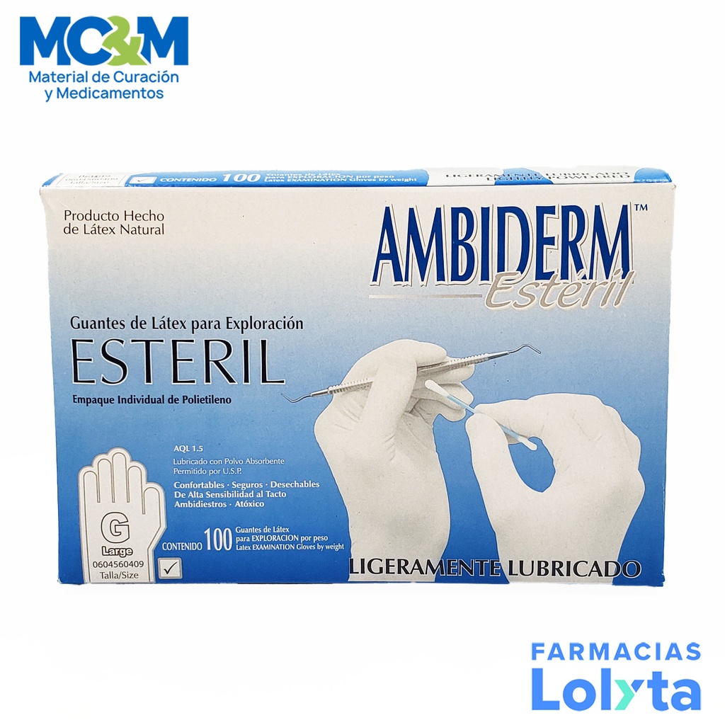 [2827] GUANTE ESTERIL GRANDE C/100 AMBIDERM