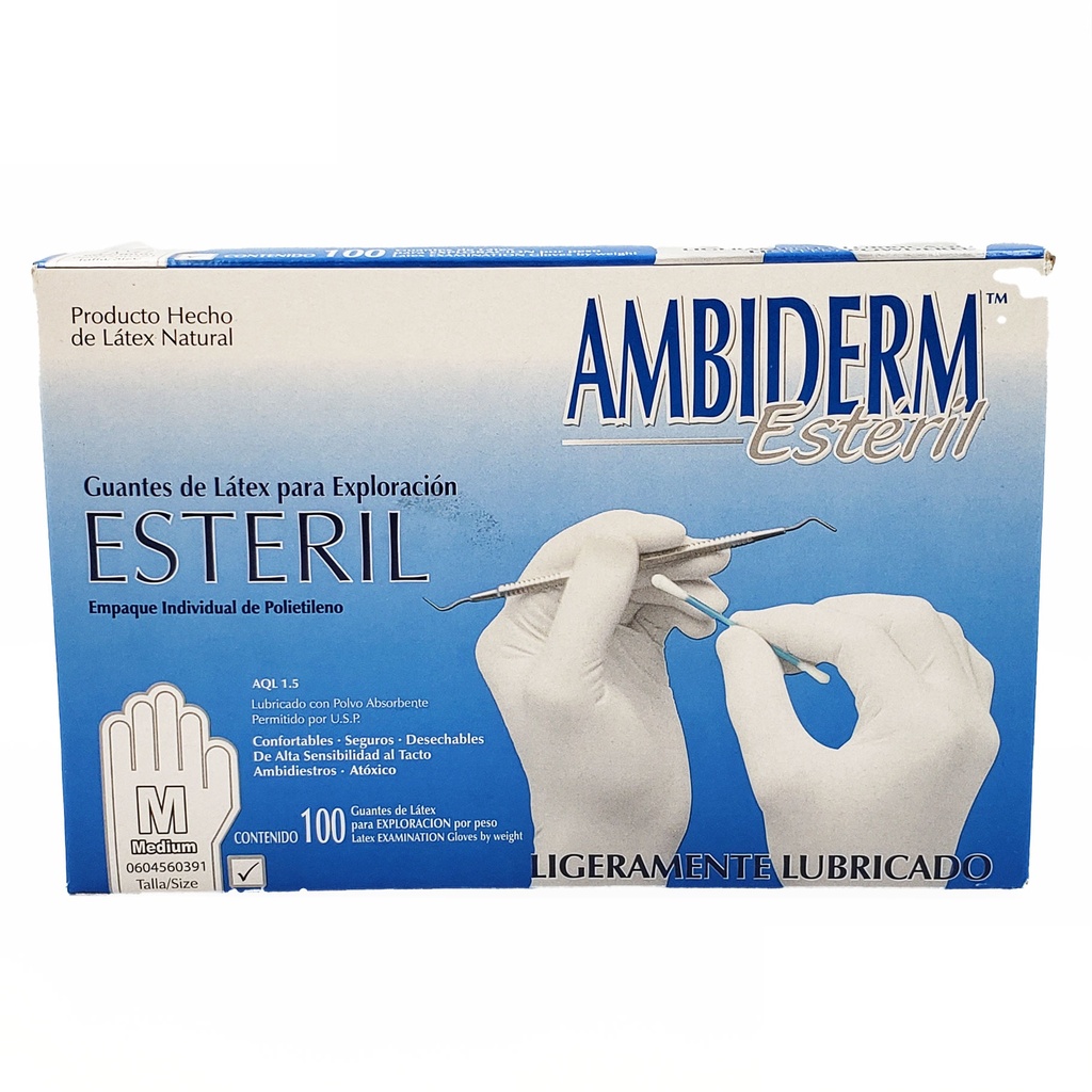 GUANTE ESTERIL MEDIANO C/100 AMBIDERM