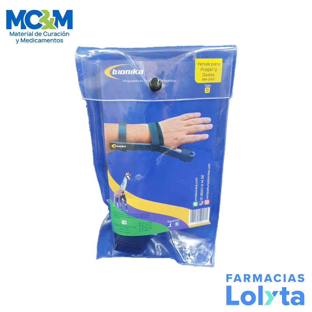 FERULA PARA PULGAR Y DEDOS UNIVERSAL CHICA MH-243 BIONIKA