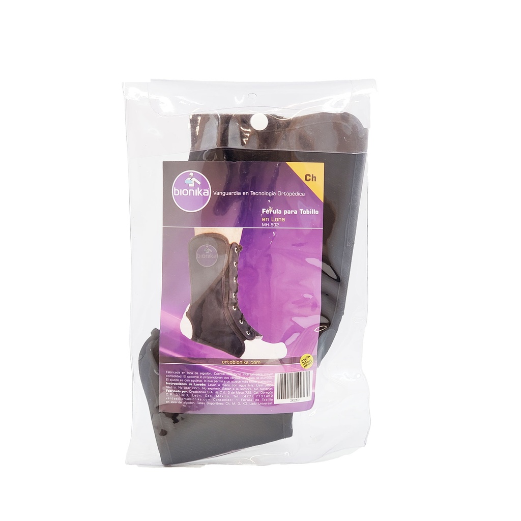 FERULA PARA TOBILLO EN LONA CHICA BIONIKA MH-502