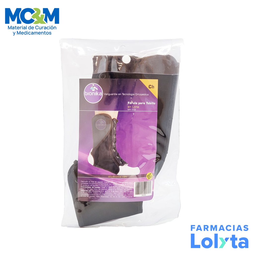 FERULA PARA TOBILLO EN LONA CHICA BIONIKA MH-502