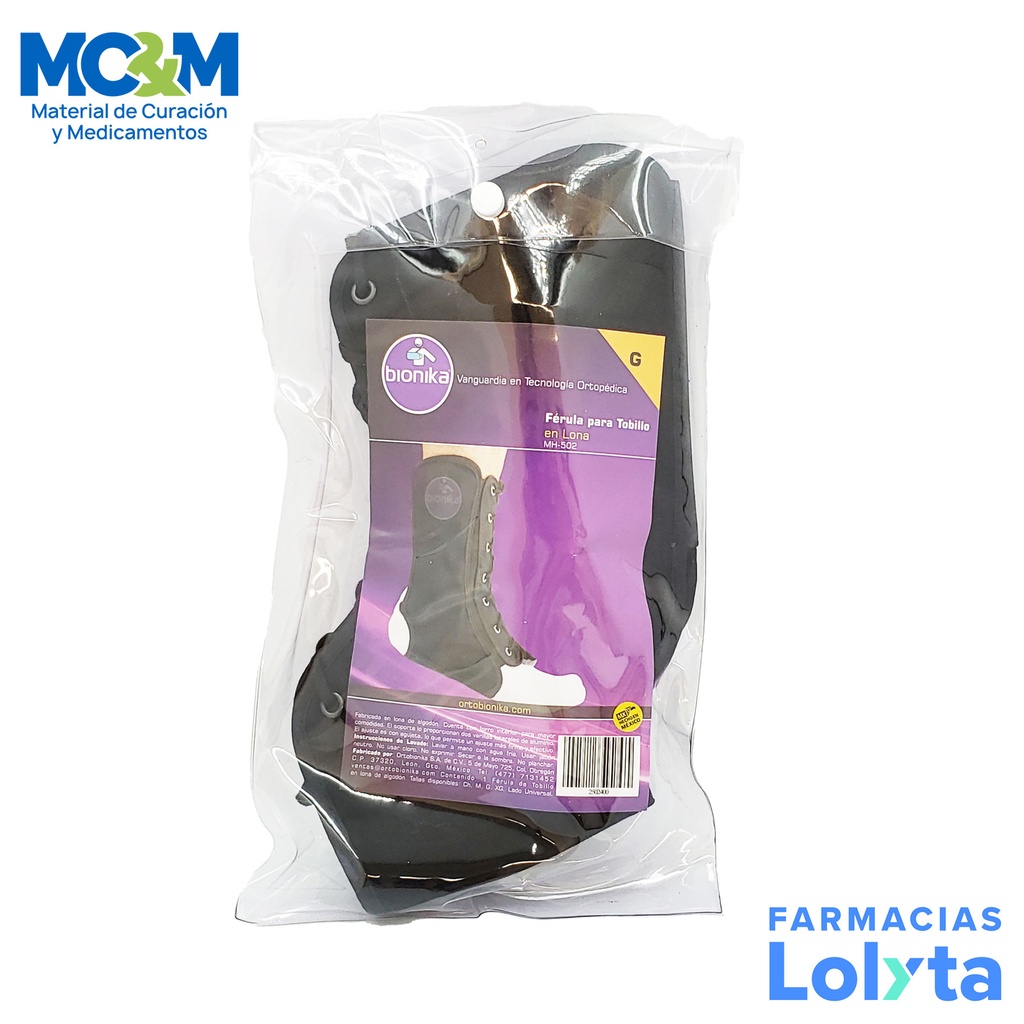 FERULA PARA TOBILLO EN LONA GRANDE BIONIKA MH-502
