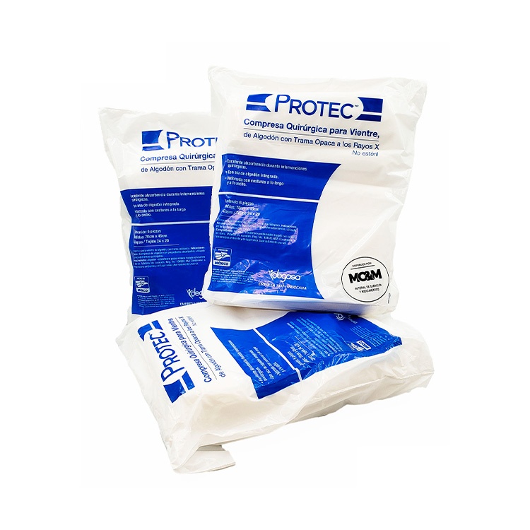 COMPRESA QUIRURGICA NO ESTERIL HR 70 X 45 CM TEJIDO 24X20 C/6 PZAS PROTEC DEGASA 0102100