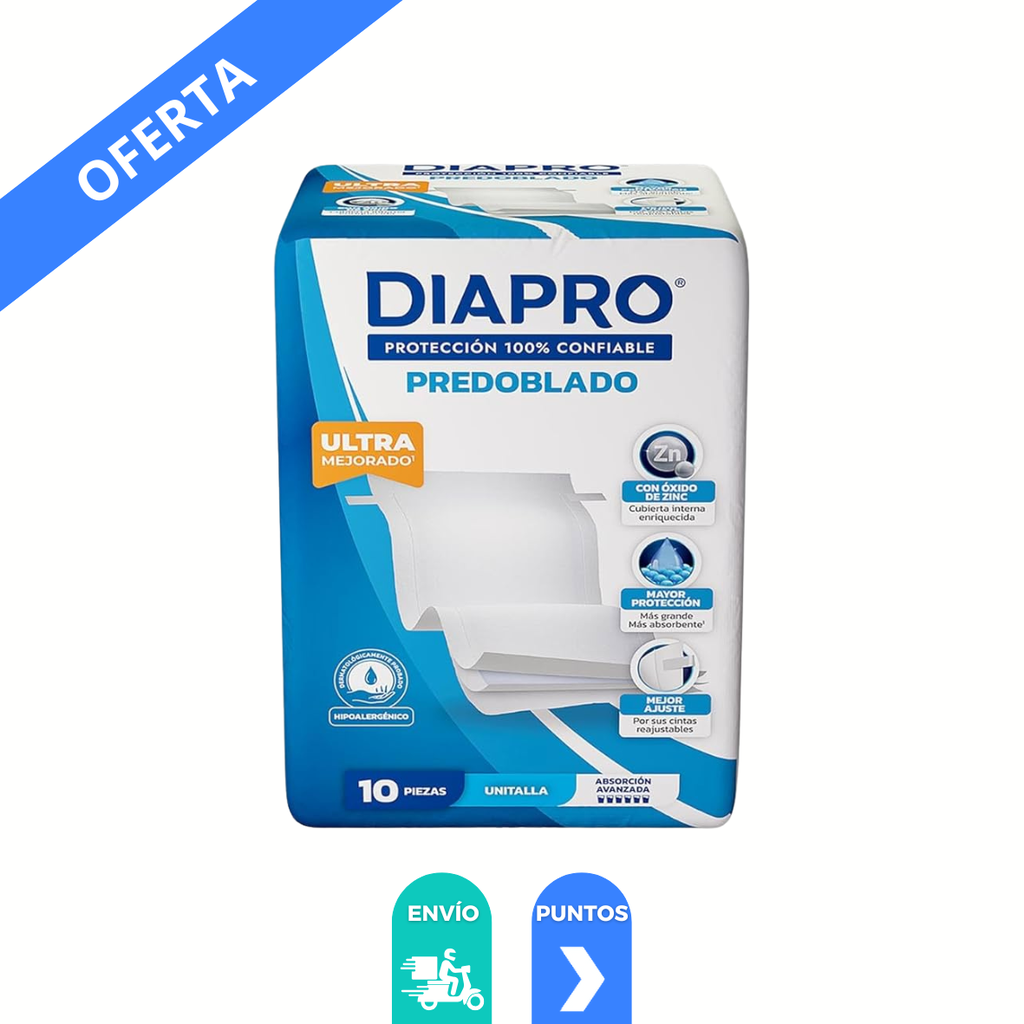 PAÑAL DIAPRO ADULTO PREDOBLADO GEL UNITALLA C/10 PZAS KIMBERLY CLARK