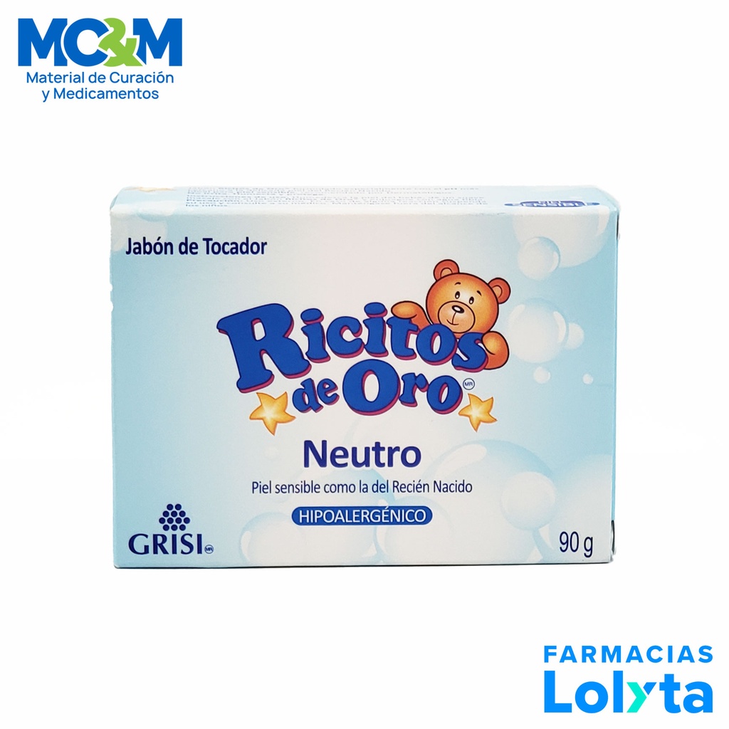 JABON RICITOS DE ORO PARA BEBE NEUTRO C/90 G GRISI