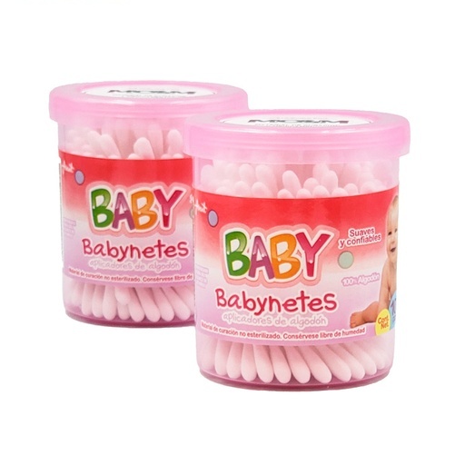 [4485] APLICADOR DE ALGODON BABYNETES ROSA C/100 PZ LAB AVANT