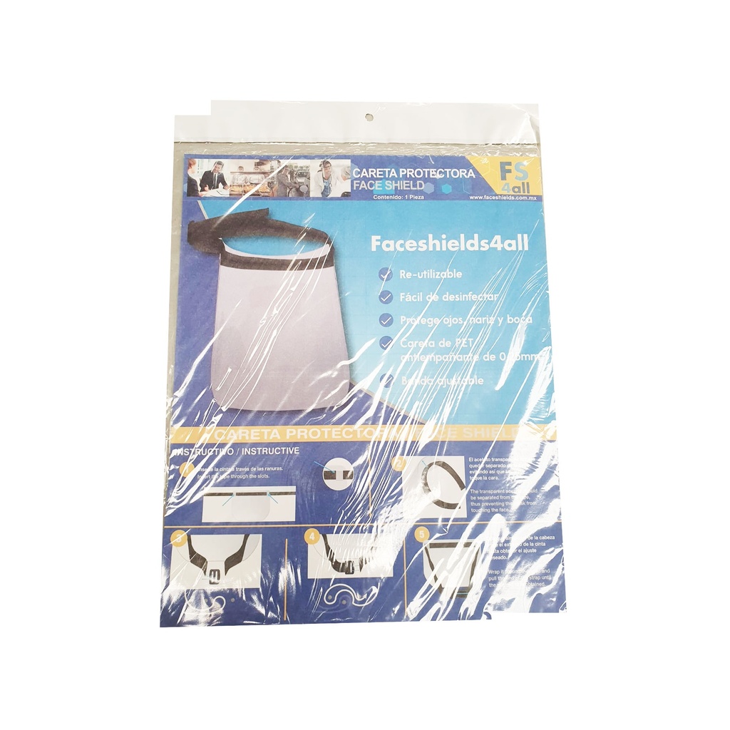 [4490] CARETA PROTECTORA ADULTO CON BANDA AJUSTABLE FACESHIELDS4ALL