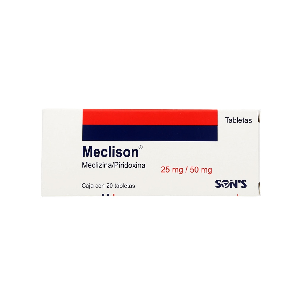 MECLIZINA PIRIDOXINA 25/50 MG C/20 TAB MECLISON LAB SONS