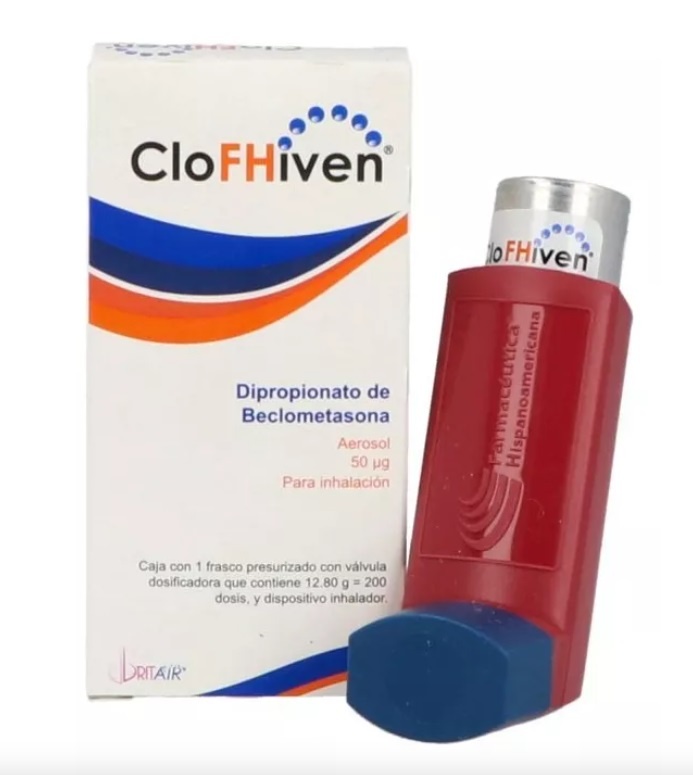DIPROPIONATO DE BECLOMETASONA 50 MCG AEROSOL P/INHALACION BUCAL C/200 DOSIS CLOFHIVEN LAB FARMACEUTICA HISPANOAMERICANA