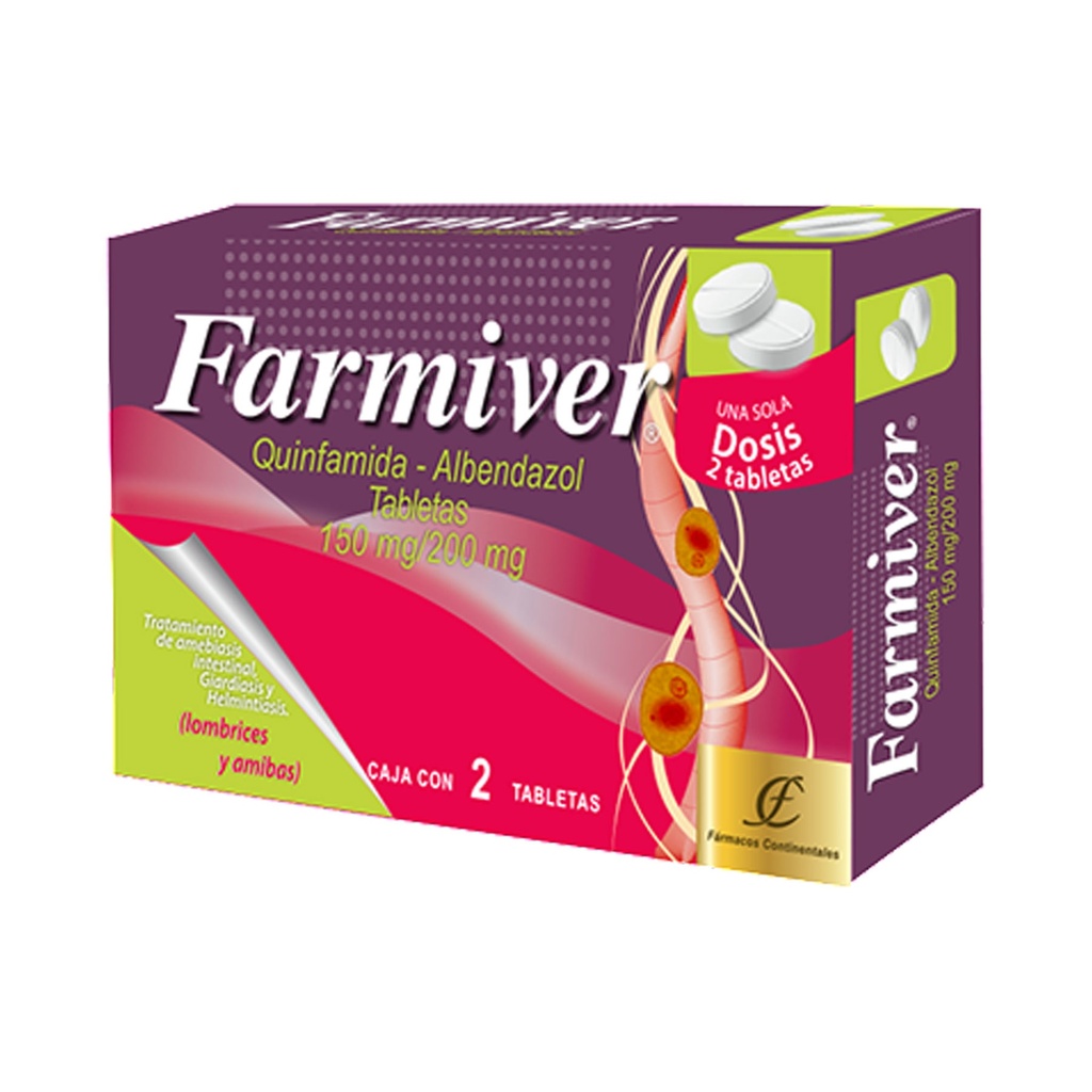 QUINFAMIDA ALBENDAZOL 150/200 MG C/2 TAB FARMIVER LAB FARMACOS CONTINENTALES