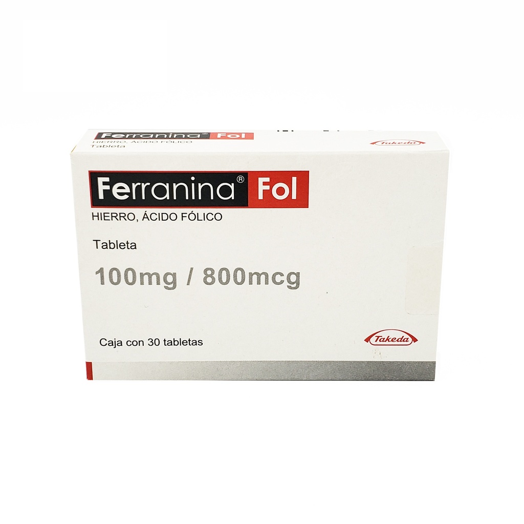 FERRANINA FOL 100 MG/800 MCG C/30 TAB HIERRO ACIDO FOLICO LAB TAKEDA