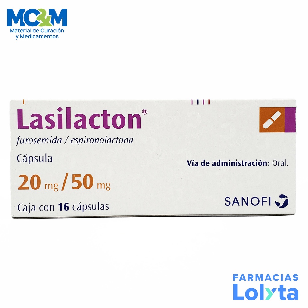LASILACTON 20/50 MG C/16 CAP FUROSEMIDA ESPIRONOLACTONA LAB SANOFI AVENTIS