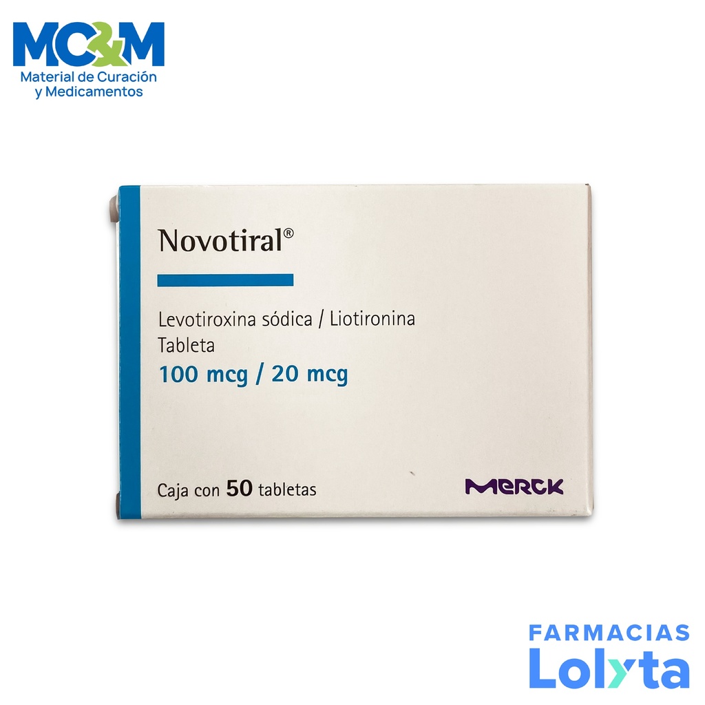 NOVOTIRAL 100/20 MCG C/50 TAB LEVOTIROXINA SODICA LIOTIRONINA LAB MERCK