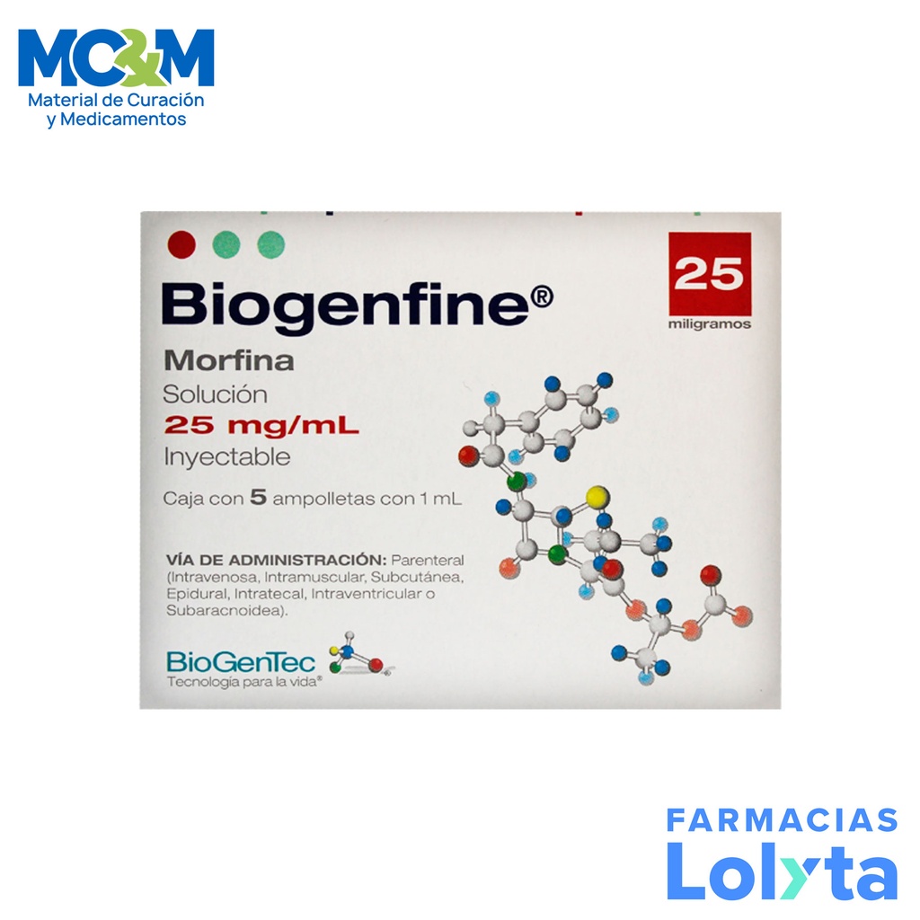 MORFINA SOL INY 25 MG/ML C/5 AMP BIOGENFINE LAB PSICOFARMA GRUPO I