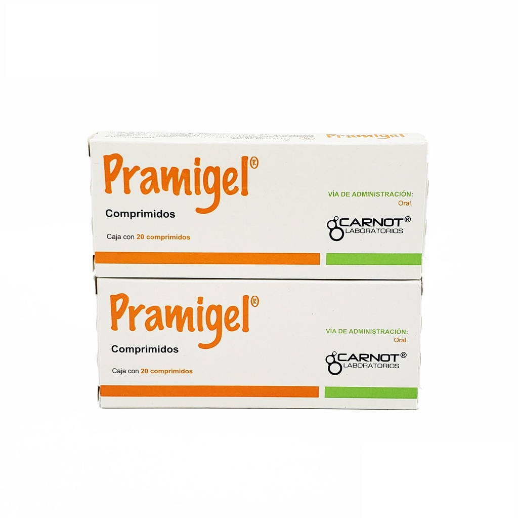 PRAMIGEL 10/200/200/50 MG C/20 COMPRIMIDOS METOCLOPRAMIDA HIDROXIDO DE ALUMINIO HIDROXIDO DE MAGNESIO SIMETICONA LAB CARNOT