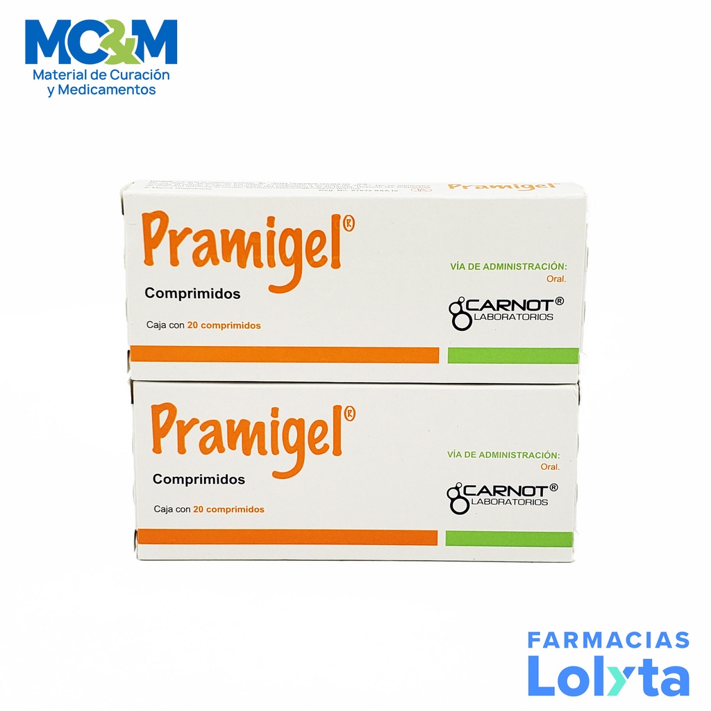 PRAMIGEL 10/200/200/50 MG C/20 COMPRIMIDOS METOCLOPRAMIDA HIDROXIDO DE ALUMINIO HIDROXIDO DE MAGNESIO SIMETICONA LAB CARNOT