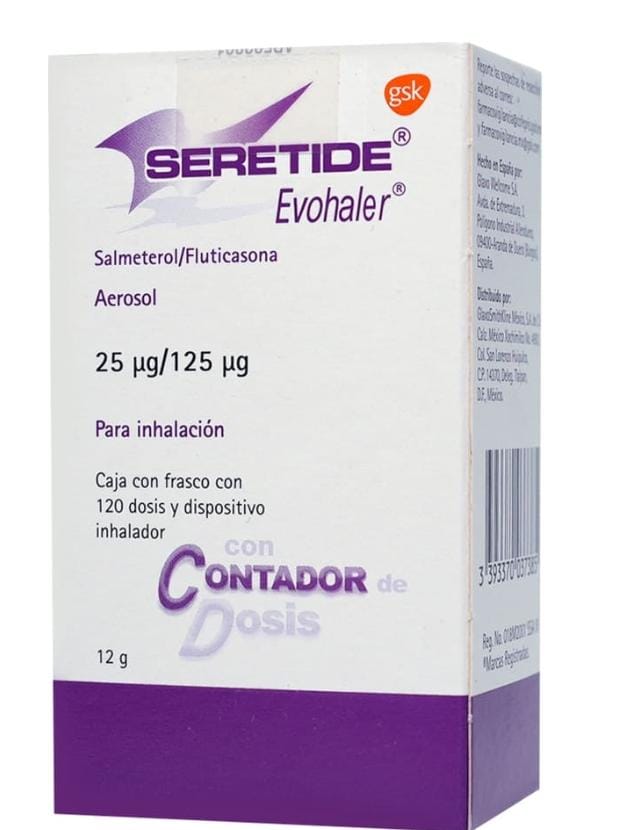 SERETIDE EVOHALER AEROSOL P/INHALACION 25/125 MCG C/120 DOSIS SALMETEROL FLUTICASONA LAB GSK