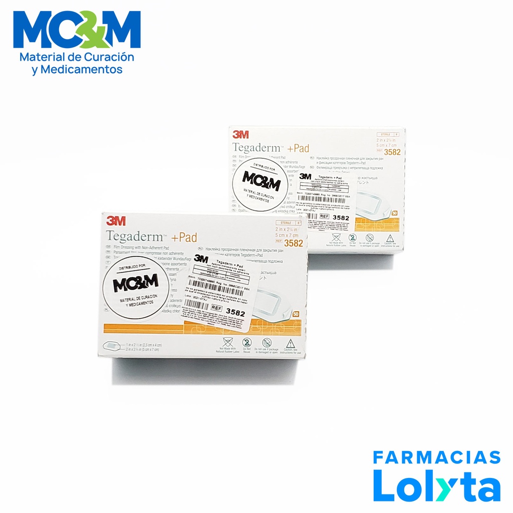 TEGADERM+PAD 5 X 7 CM C/50 PZAS APOSITO TRANSPARENTE CON COJIN ANTIADHERENTE REF 3582 3M