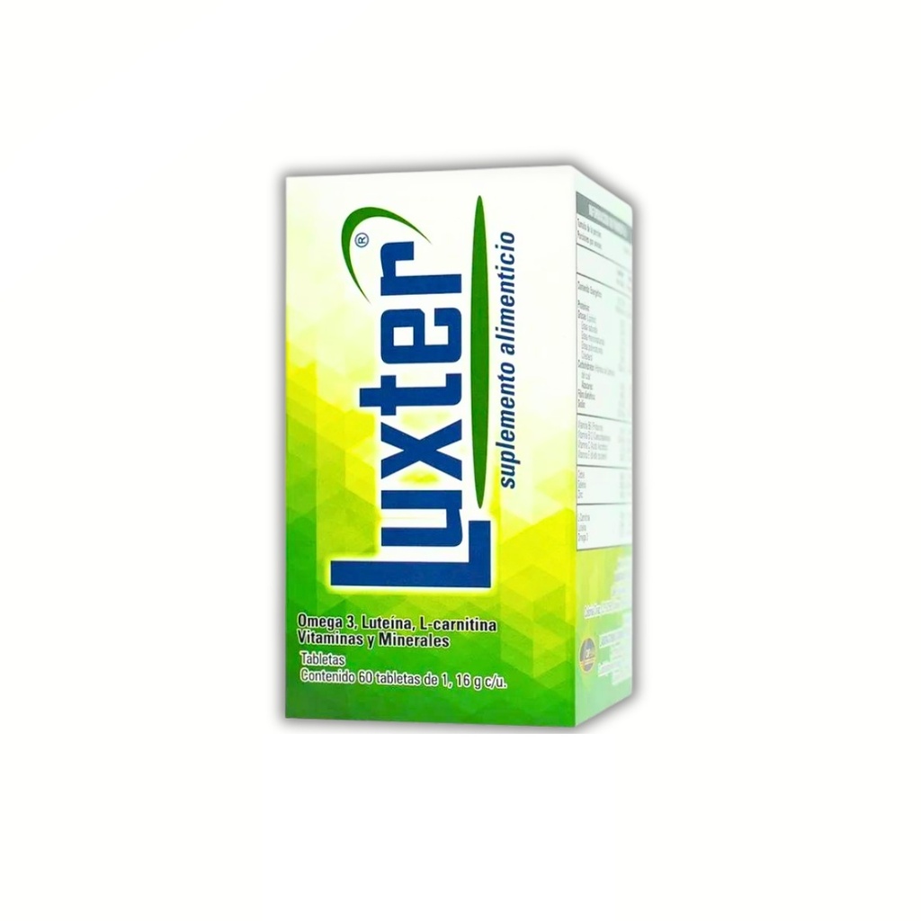 [1094] SUPLEMENTO ALIMENTICIO LUXTER 1.16 G C/60 TAB OMEGA 3 LUTEINA CARNITINA VITAMINAS Y MINERALES LAB SOPHIA