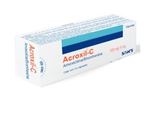 [3175] AMOXICILINA BROMHEXINA 500/8 MG C/12 CAP ACROXIL-C LAB SONS