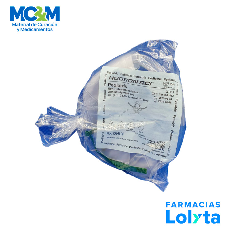 MASCARILLA DE OXIGENO C/RESERVORIO PEDIATRICA HUDSON 1058