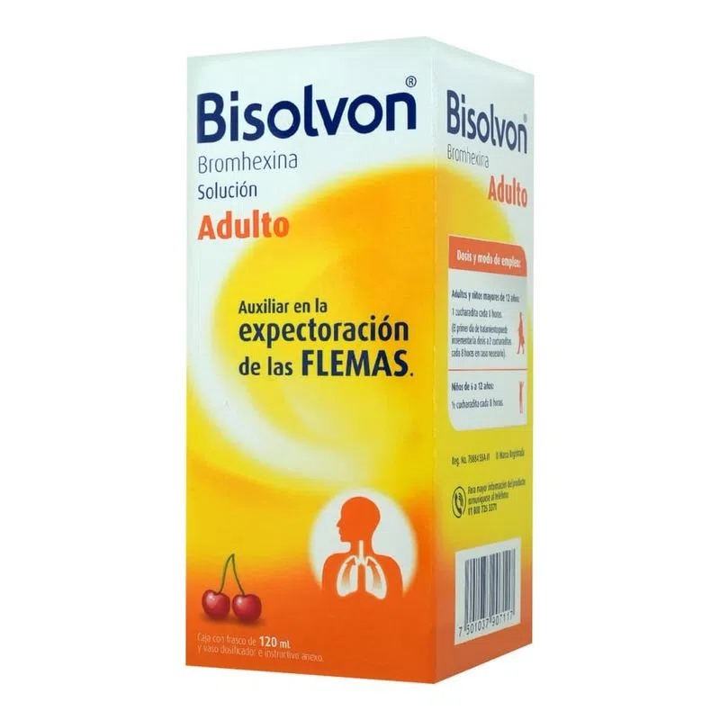 BISOLVON ADULTO SOL ORAL 8 MG/5 ML FCO C/120 ML SABOR CEREZA BROMHEXINA LAB SANFER